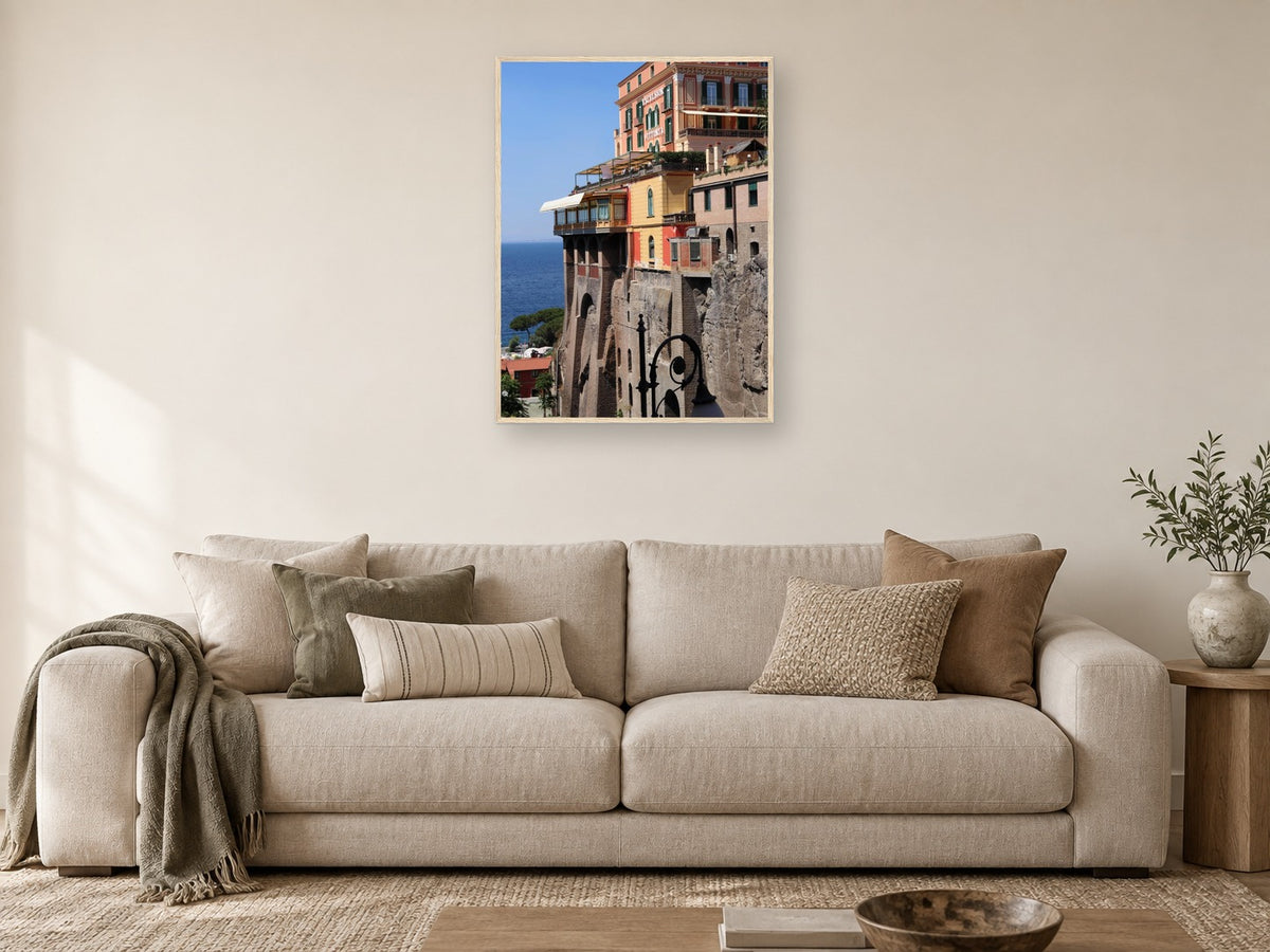 Sorrento Clifftop Houses - Framed Fine Art Print, Italy