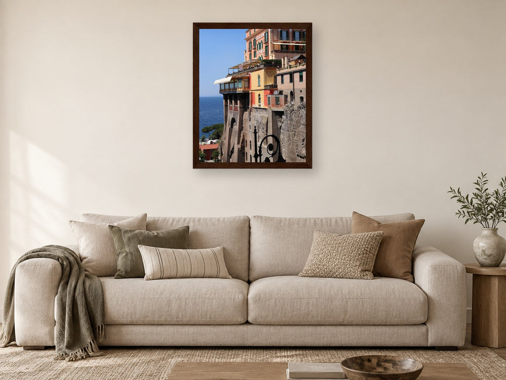 Sorrento Clifftop Houses - Framed Fine Art Print, Italy