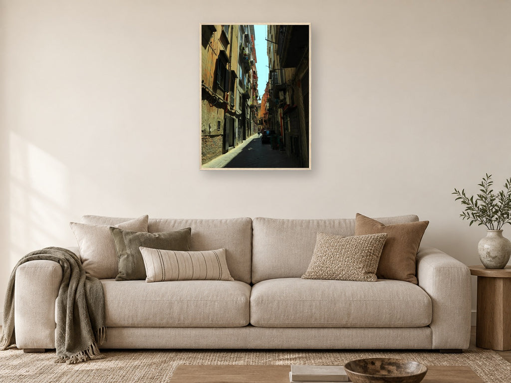 Naples Sunlit Street - Framed Fine Art Print, Italy